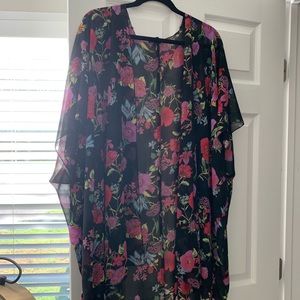 Floral and Black Sheer Kimono